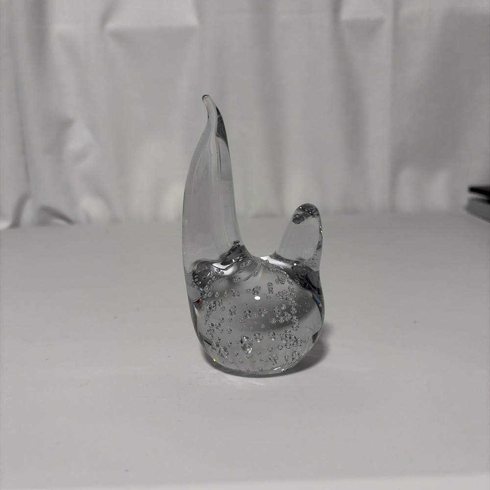 Unbranded Clear Glass Bird Controlled Bubbles Paperweight Figurine Decor